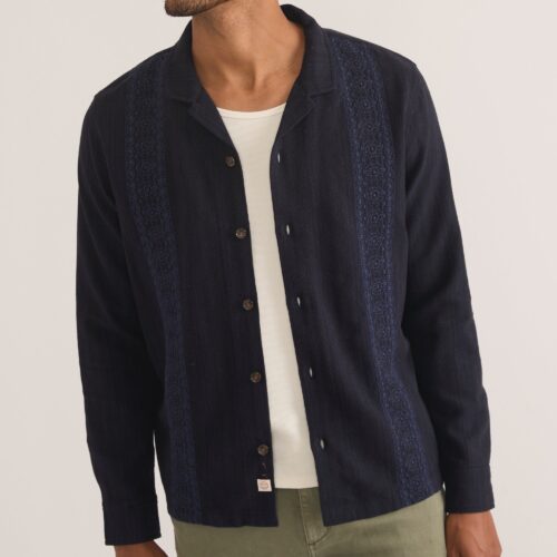 Embroidered Long Sleeve Resort Shirt