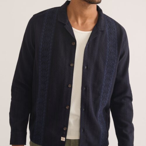 Embroidered Long Sleeve Resort Shirt