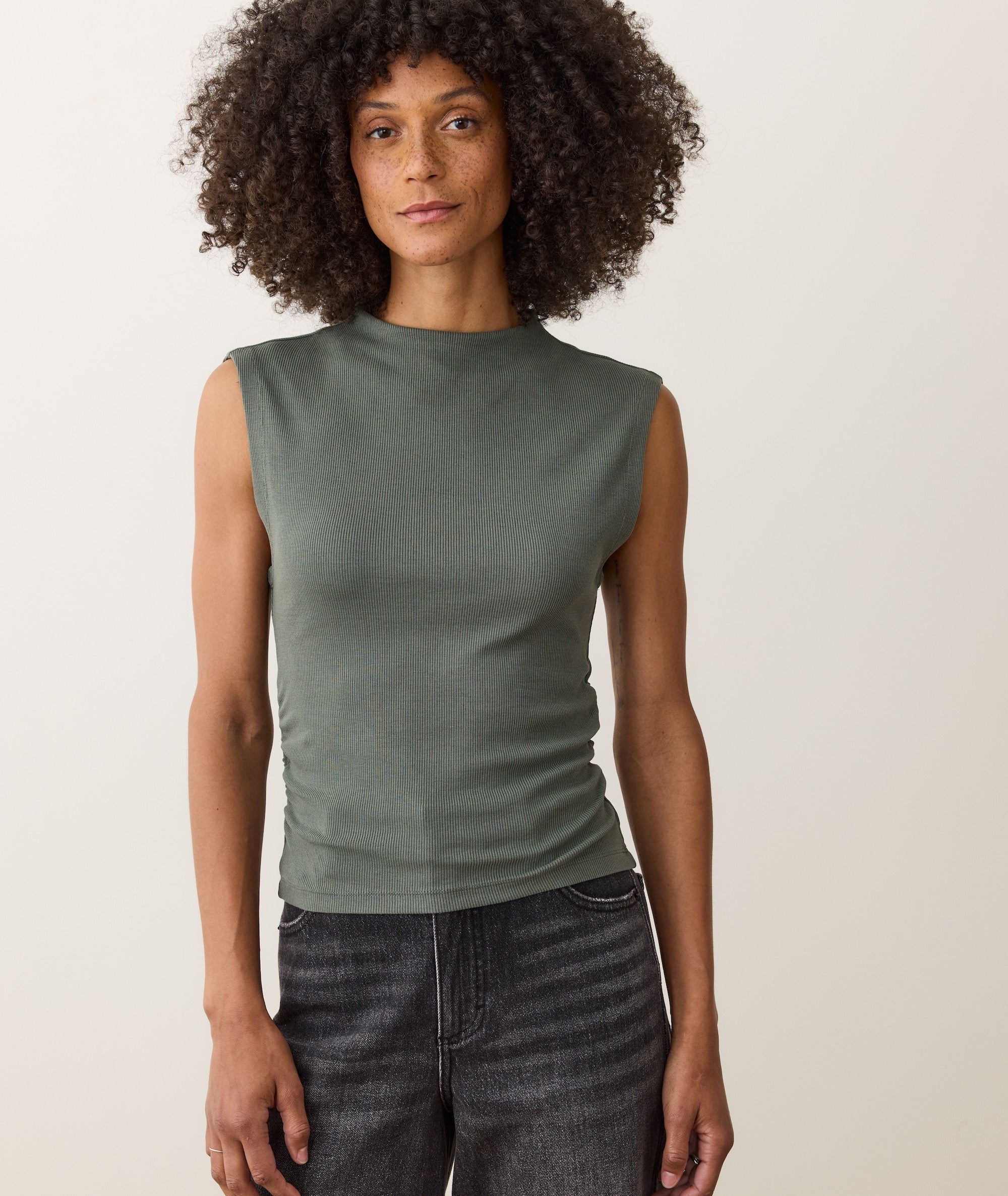 Lexi Rib Sun-In Mockneck Top