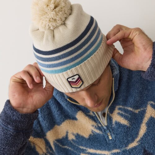 Stripe Pom Beanie