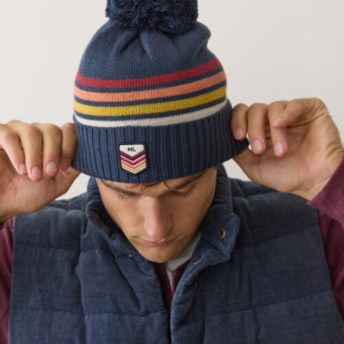 Stripe Pom Beanie
