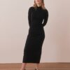 Lexi Rib Ruched Turtleneck Dress