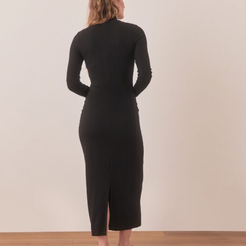 Lexi Rib Ruched Turtleneck Dress