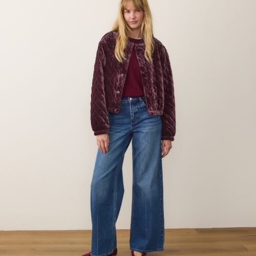 Anita Velvet Quilted Bomber