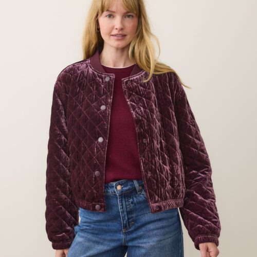 Anita Velvet Quilted Bomber