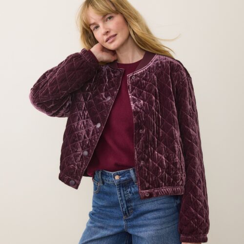 Anita Velvet Quilted Bomber