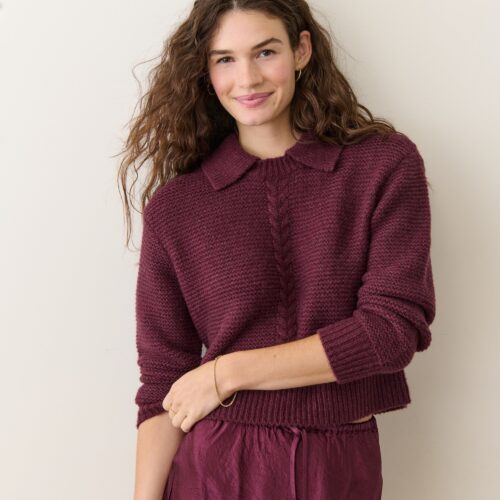 Everly Cable Knit Sweater Polo