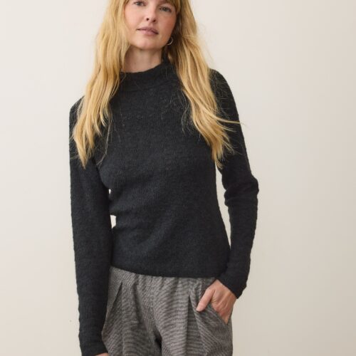 Lucia Pointelle Mock Neck Sweater