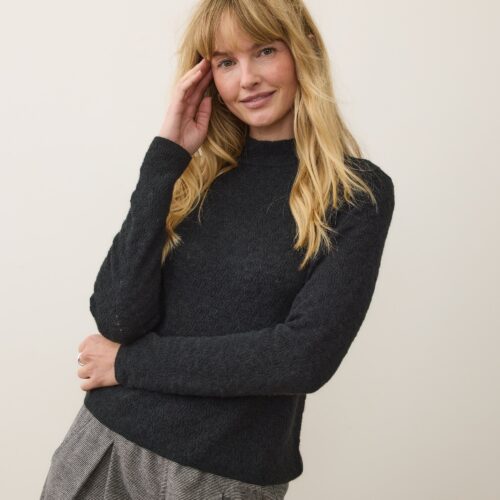 Lucia Pointelle Mock Neck Sweater