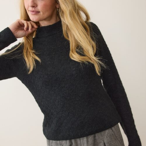 Lucia Pointelle Mock Neck Sweater