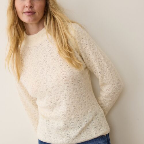 Lucia Pointelle Mock Neck Sweater