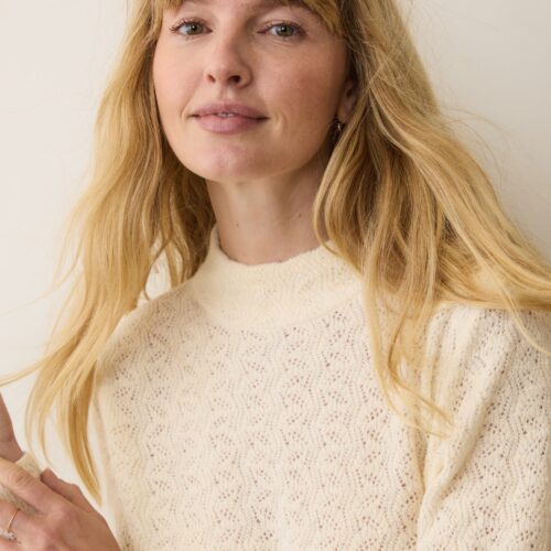 Lucia Pointelle Mock Neck Sweater