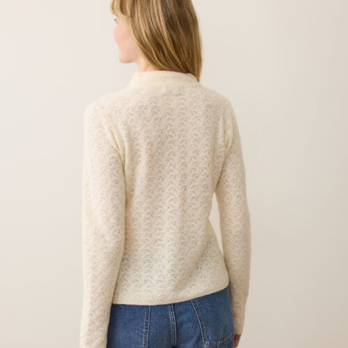 Lucia Pointelle Mock Neck Sweater