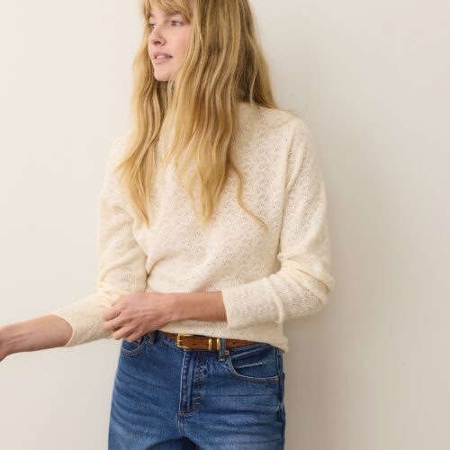 Lucia Pointelle Mock Neck Sweater