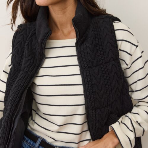 Alba Cable Knit Reversible Puffer Vest