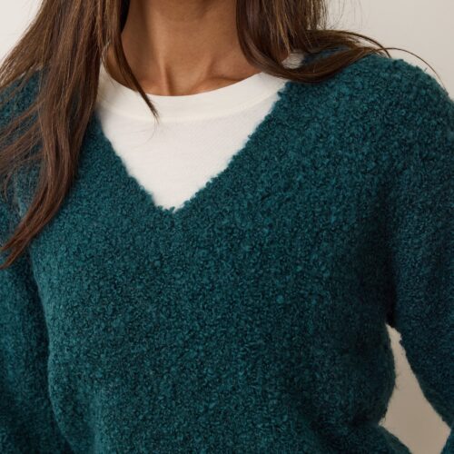 Elena Bouclé V-Neck Sweater