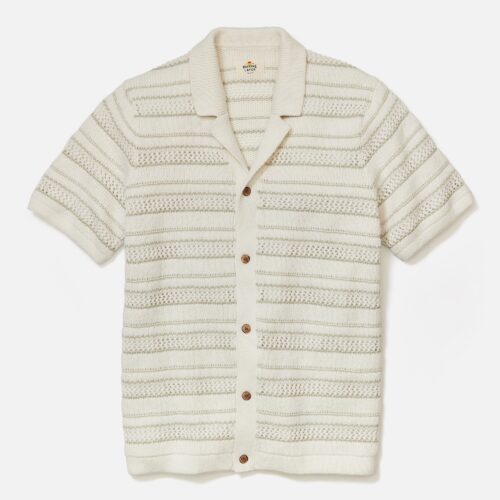 Open Knit Sweater Button-Down