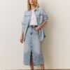 Fawn Denim Midi Skirt