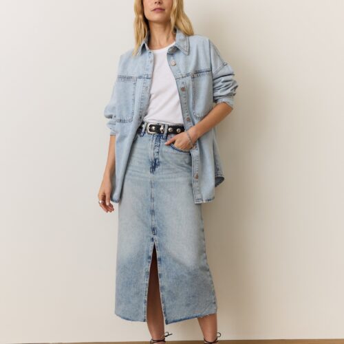 Fawn Denim Midi Skirt