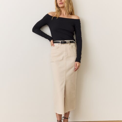 Fawn Denim Midi Skirt