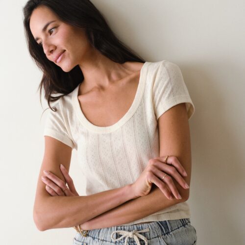 Lexi Pointelle Scoop Tee