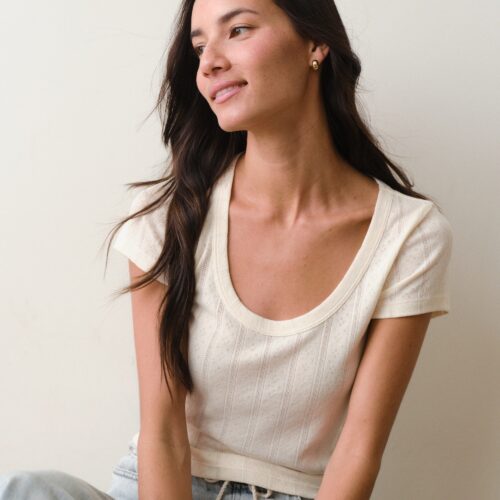 Lexi Pointelle Scoop Tee