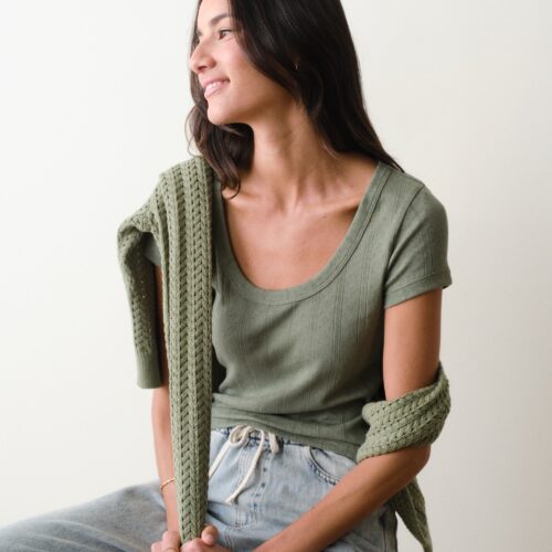 Lexi Pointelle Scoop Tee