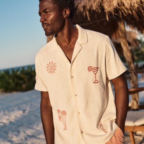 Stretch Selvage Embroidered Resort Shirt
