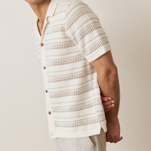 Open Knit Sweater Button-Down