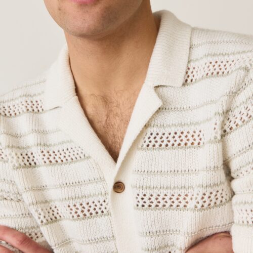 Open Knit Sweater Button-Down