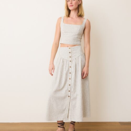 Jade Button Through Skirt