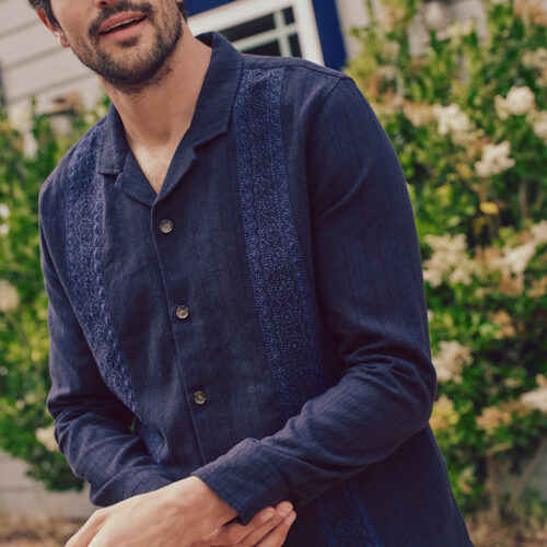 Embroidered Long Sleeve Resort Shirt